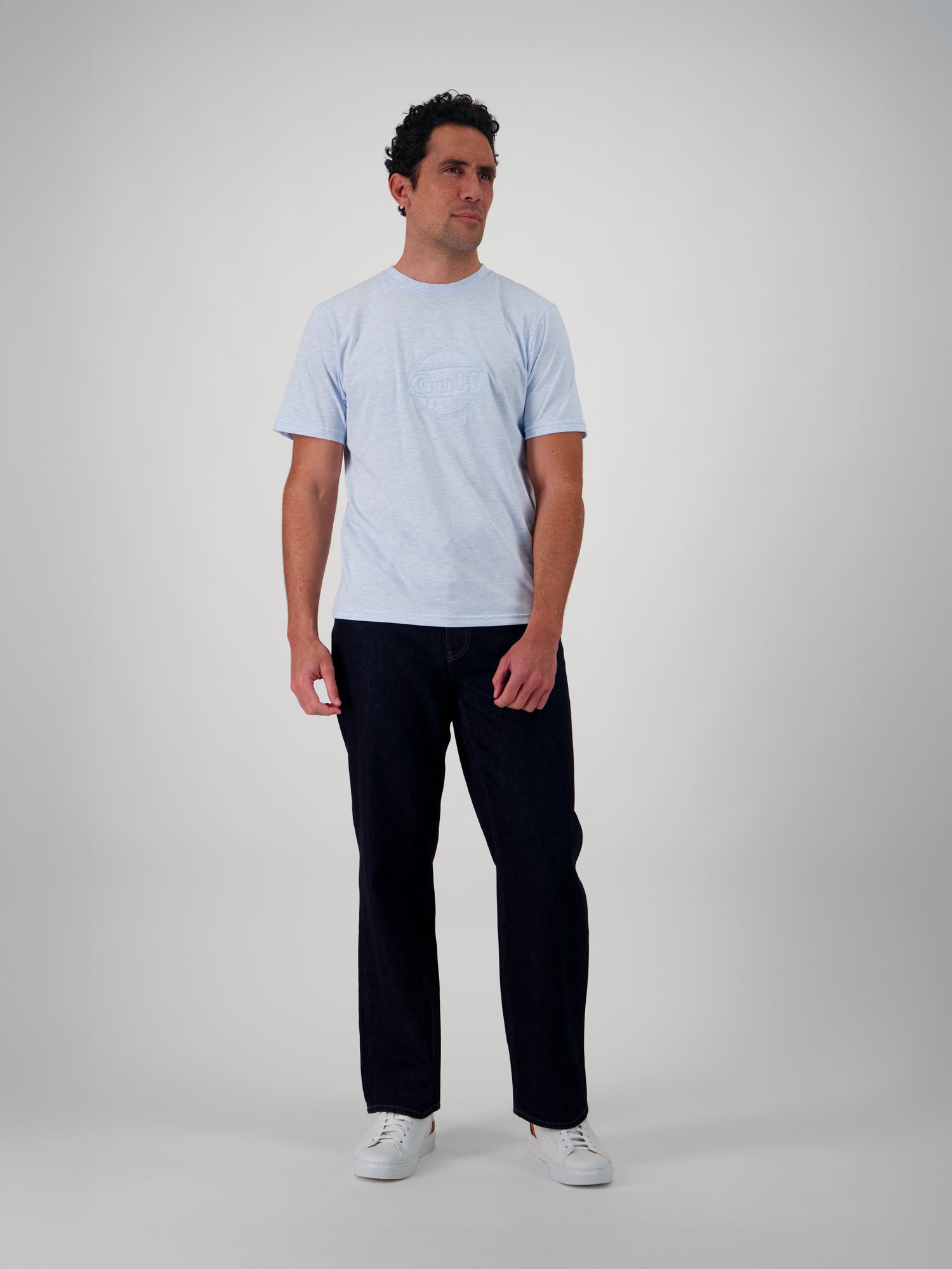 T-SHIRT LOGO EMBOSSE - HEATHER LIGHT BLUE