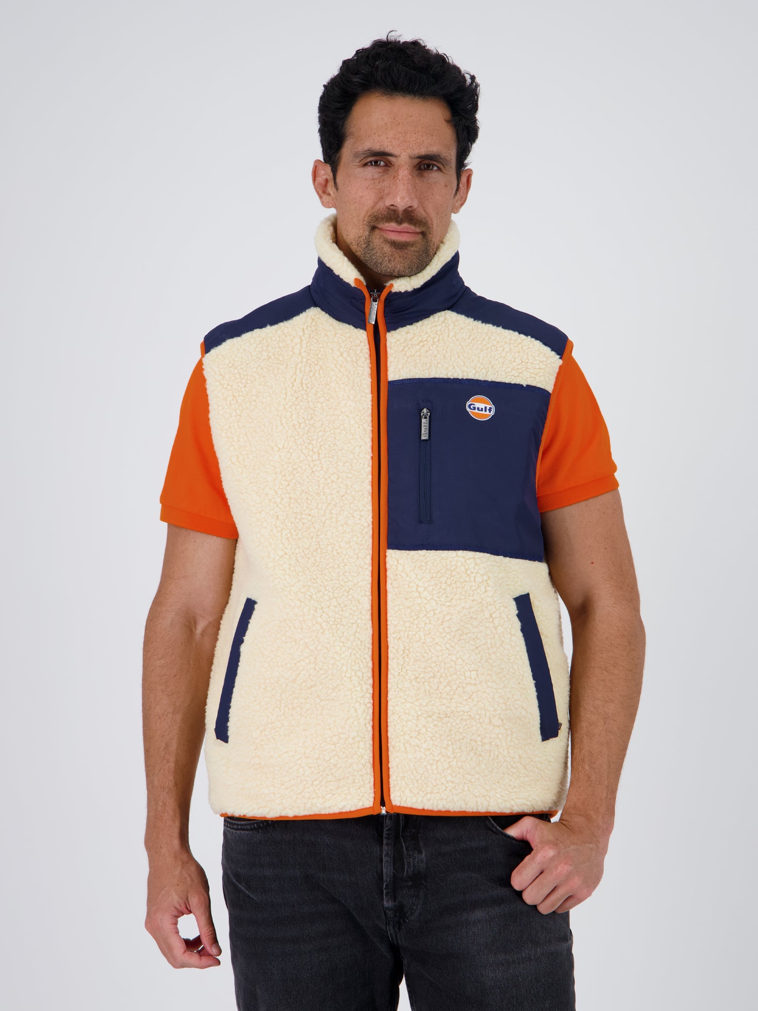 GILET SHERPA ECRU NAVY