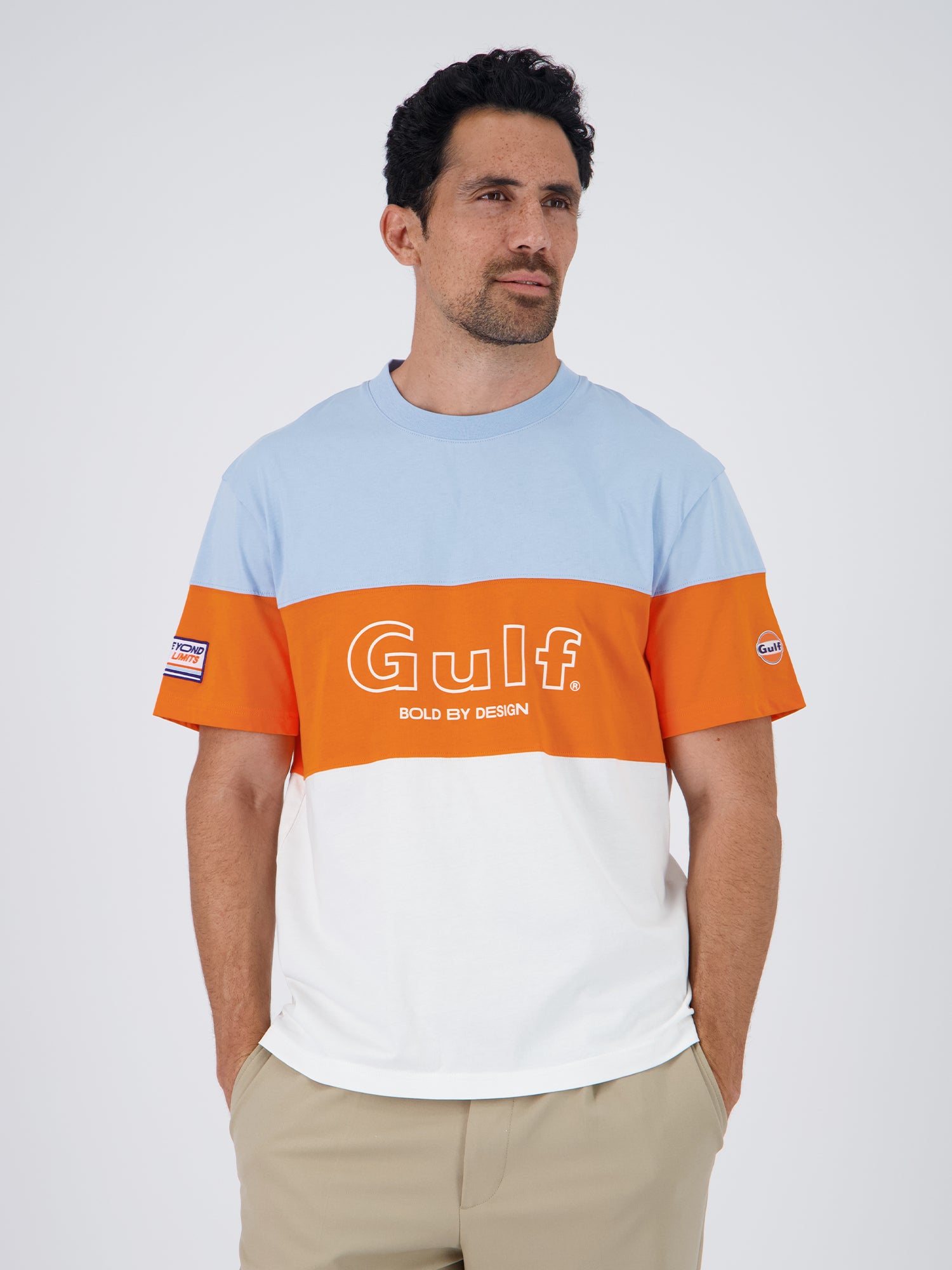 BOLD SPECIAL TEE - ecru orange light blue