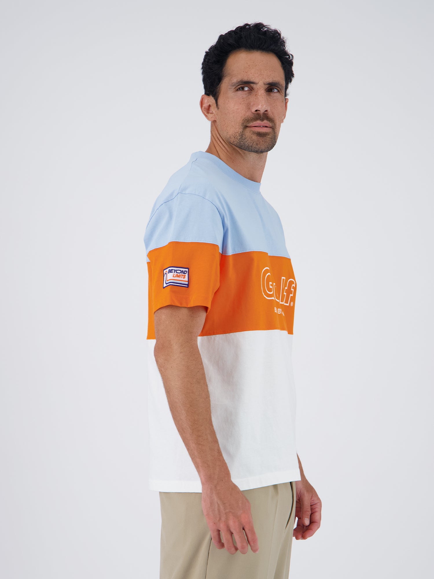 BOLD SPECIAL TEE - ecru orange light blue