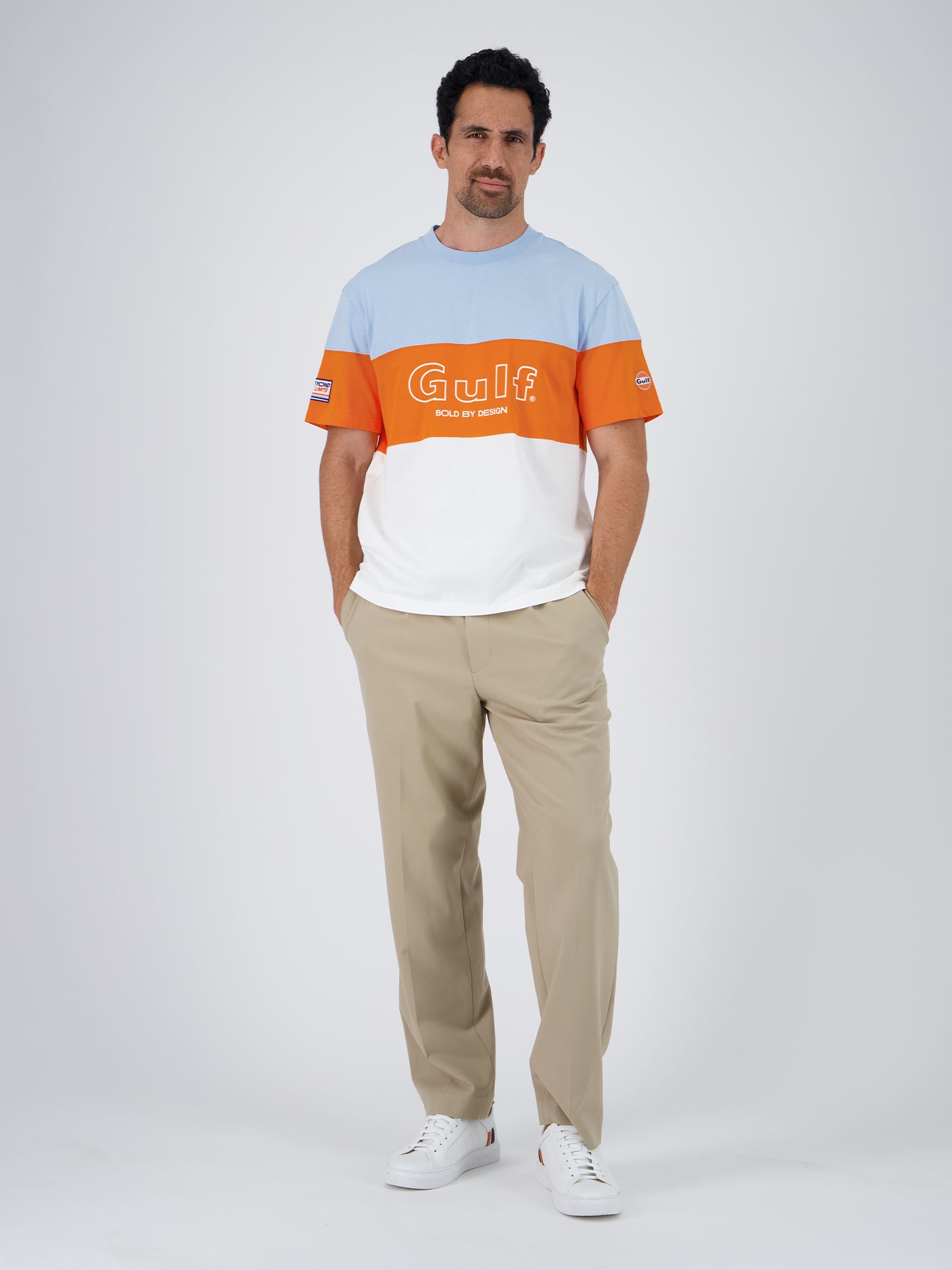 BOLD SPECIAL TEE - ecru orange light blue