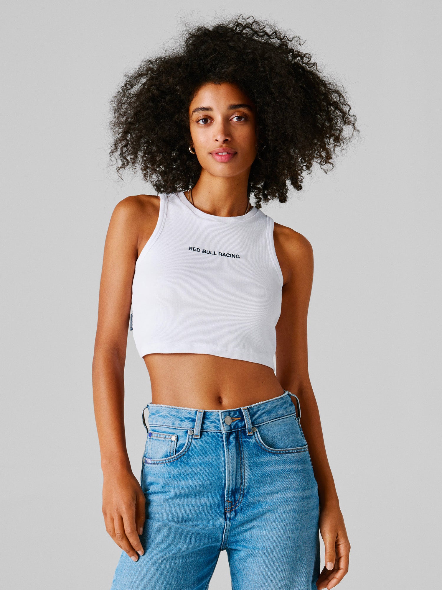 WOMAN DEBARDEUR CROP LOGO - BLANC