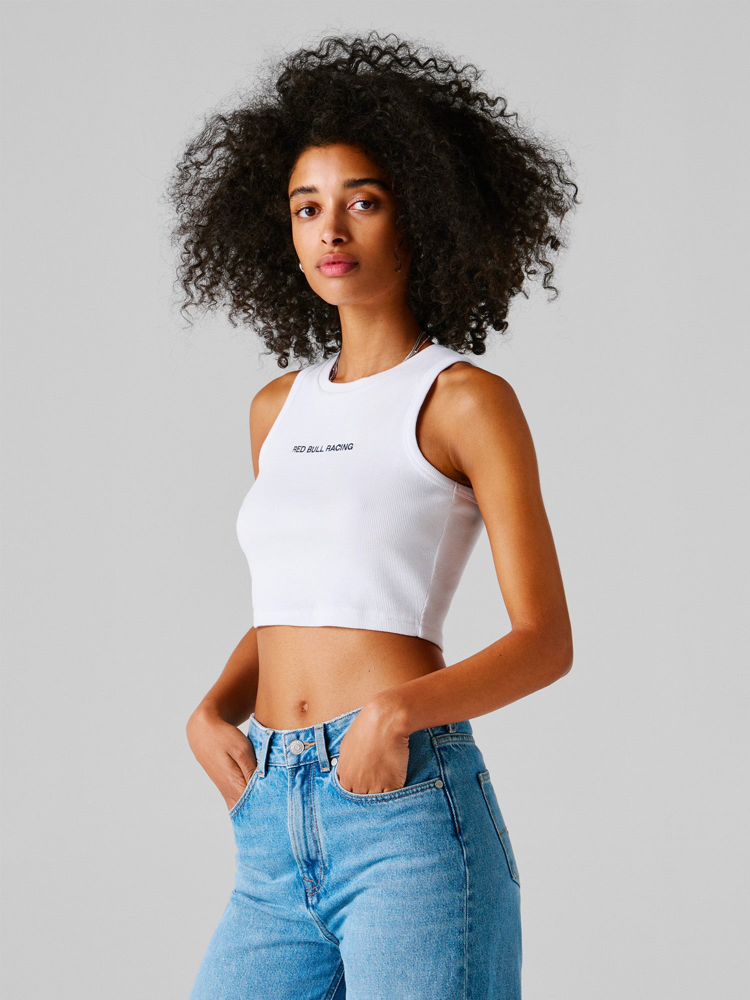 WOMAN DEBARDEUR CROP LOGO - BLANC
