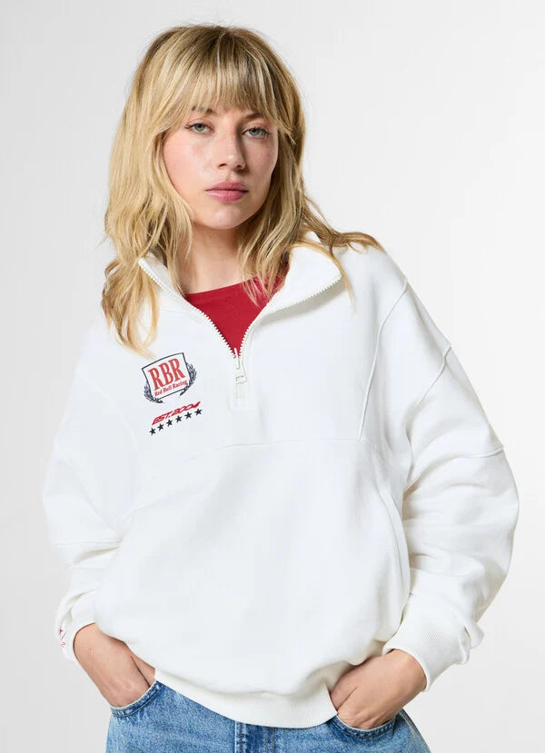W BLOCK HALF ZIP - blanc