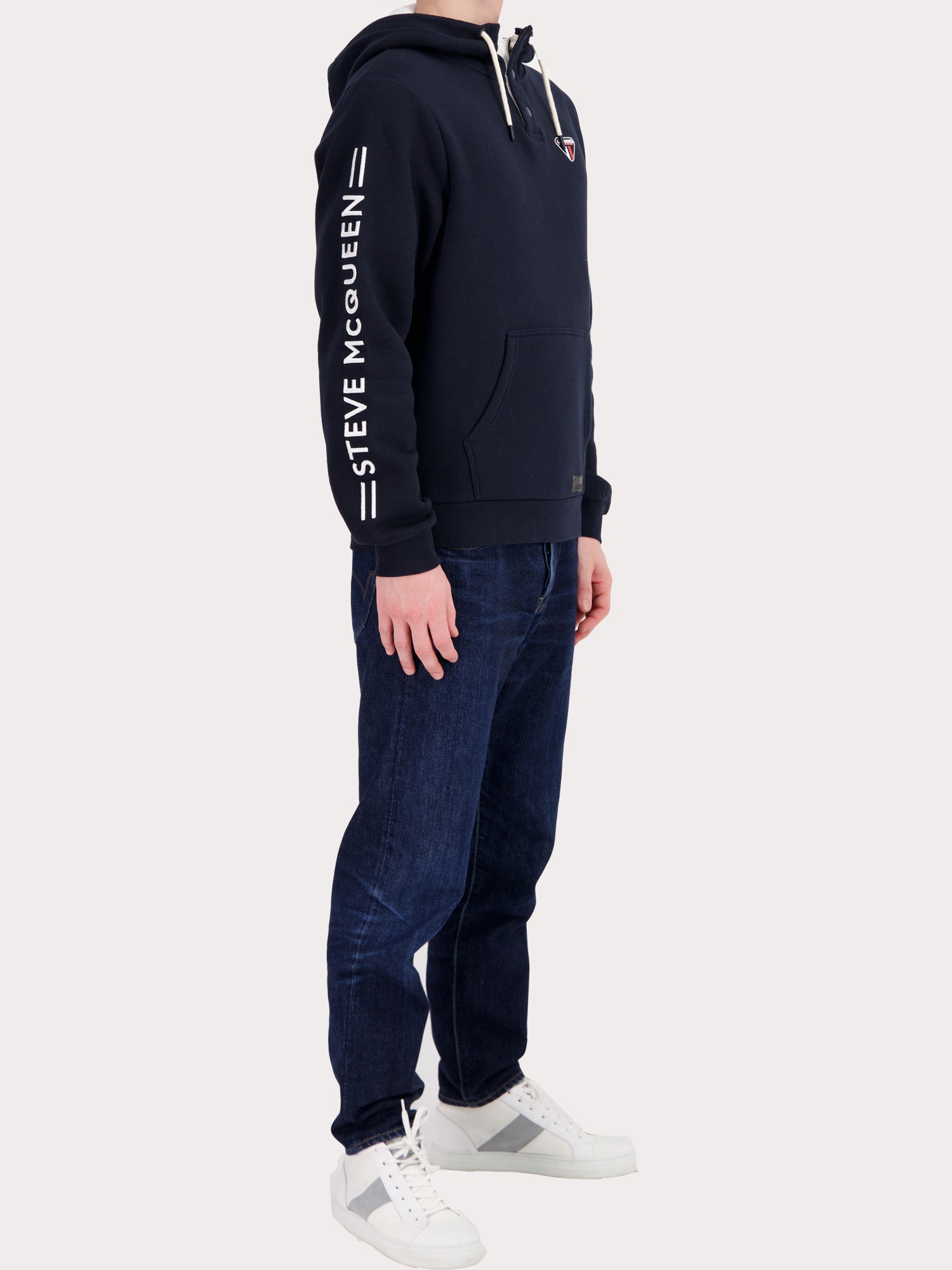 HOODIE CORPO BUTTONED COLLAR - NAVY