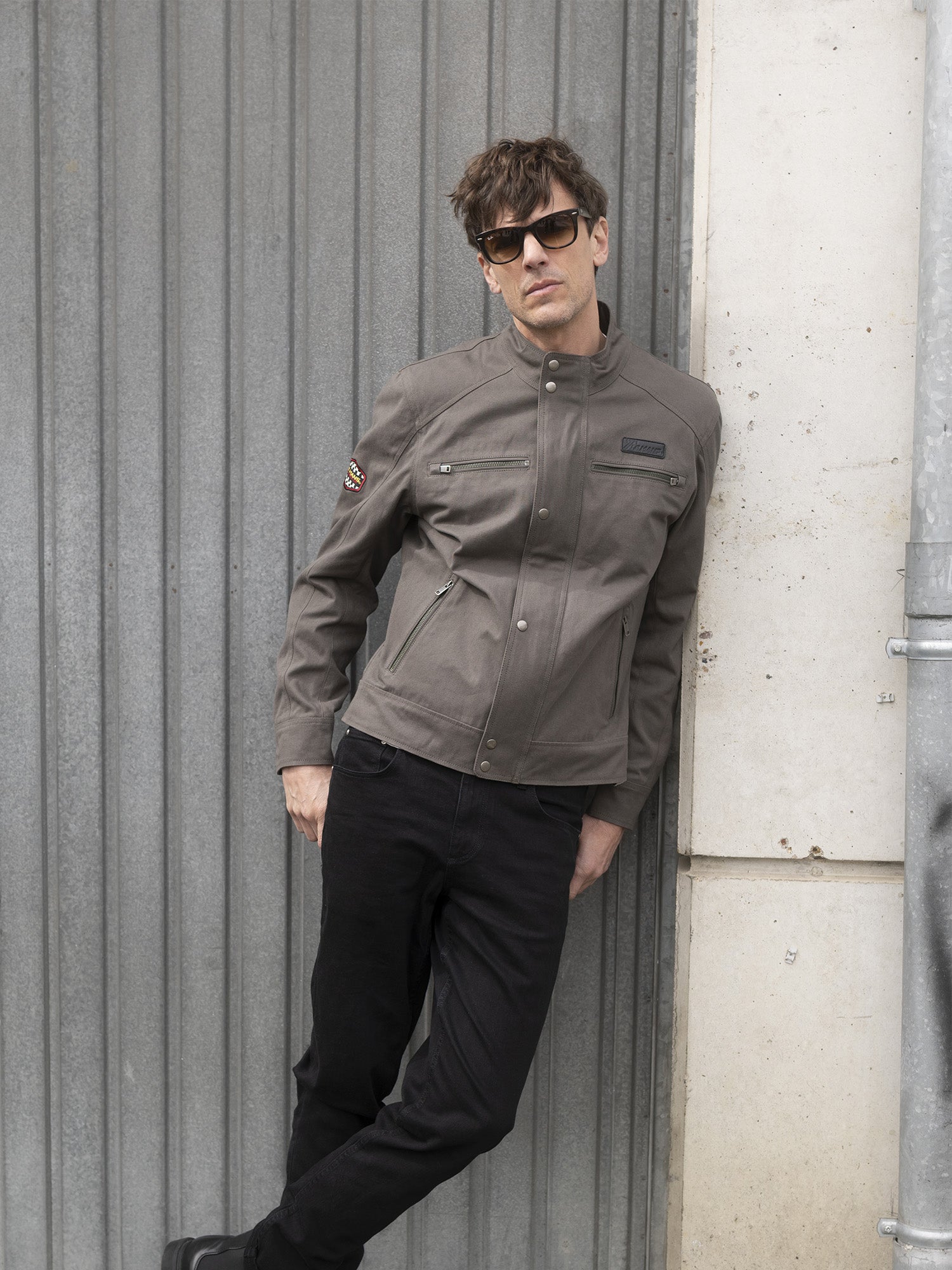 VESTE CANVAS MOTOR - DARK OLIVE