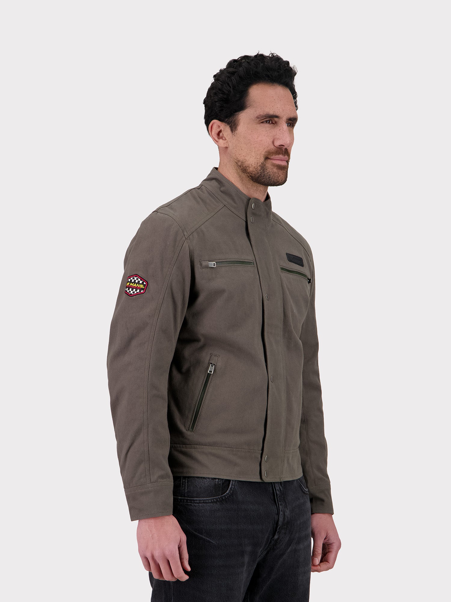 VESTE CANVAS MOTOR - DARK OLIVE