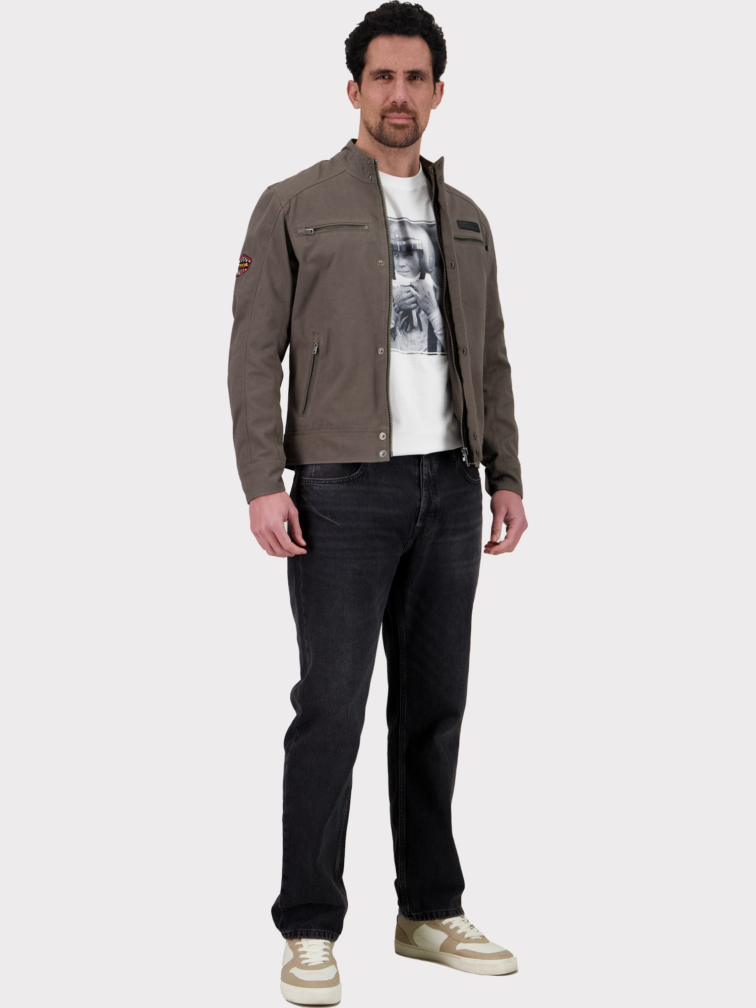 VESTE CANVAS MOTOR - DARK OLIVE