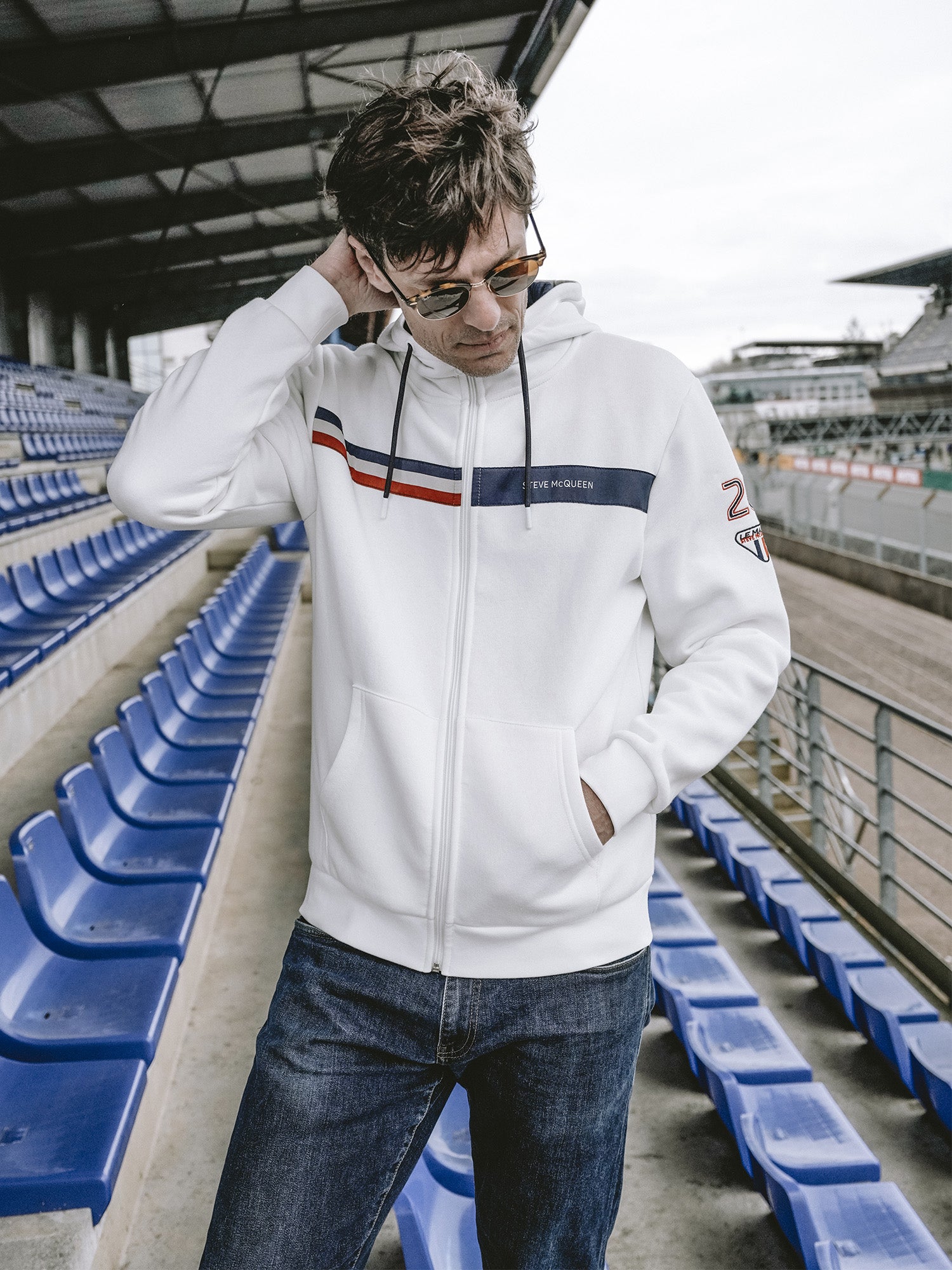 HOODIE FULL ZIP RACING 2.0 - OFF WHITE