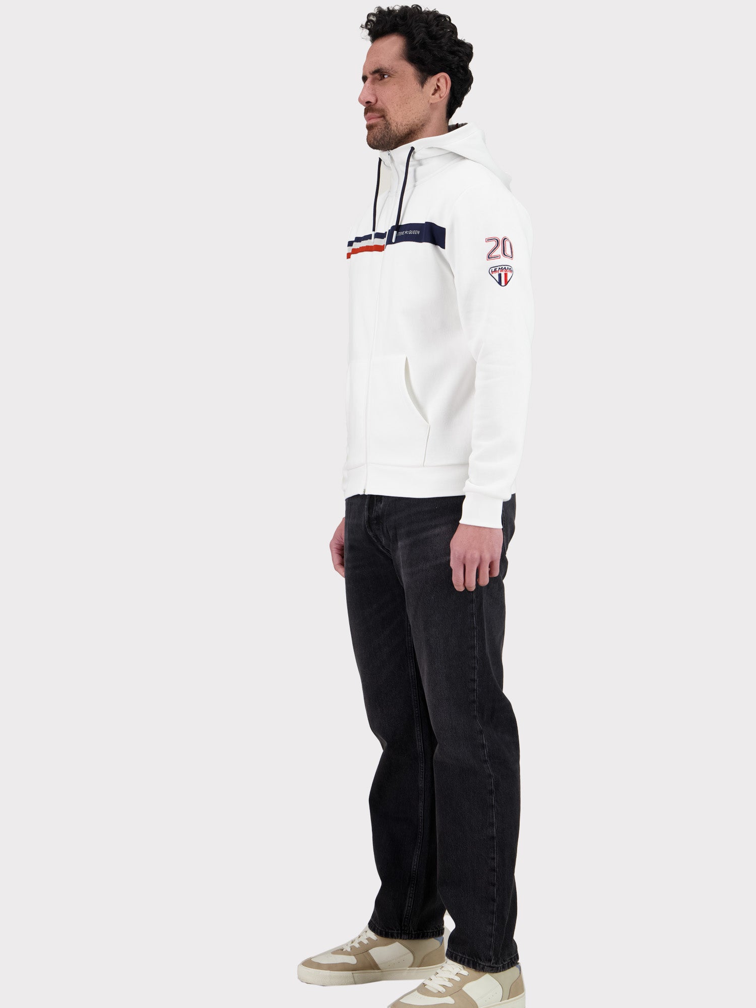 HOODIE FULL ZIP RACING 2.0 - OFF WHITE