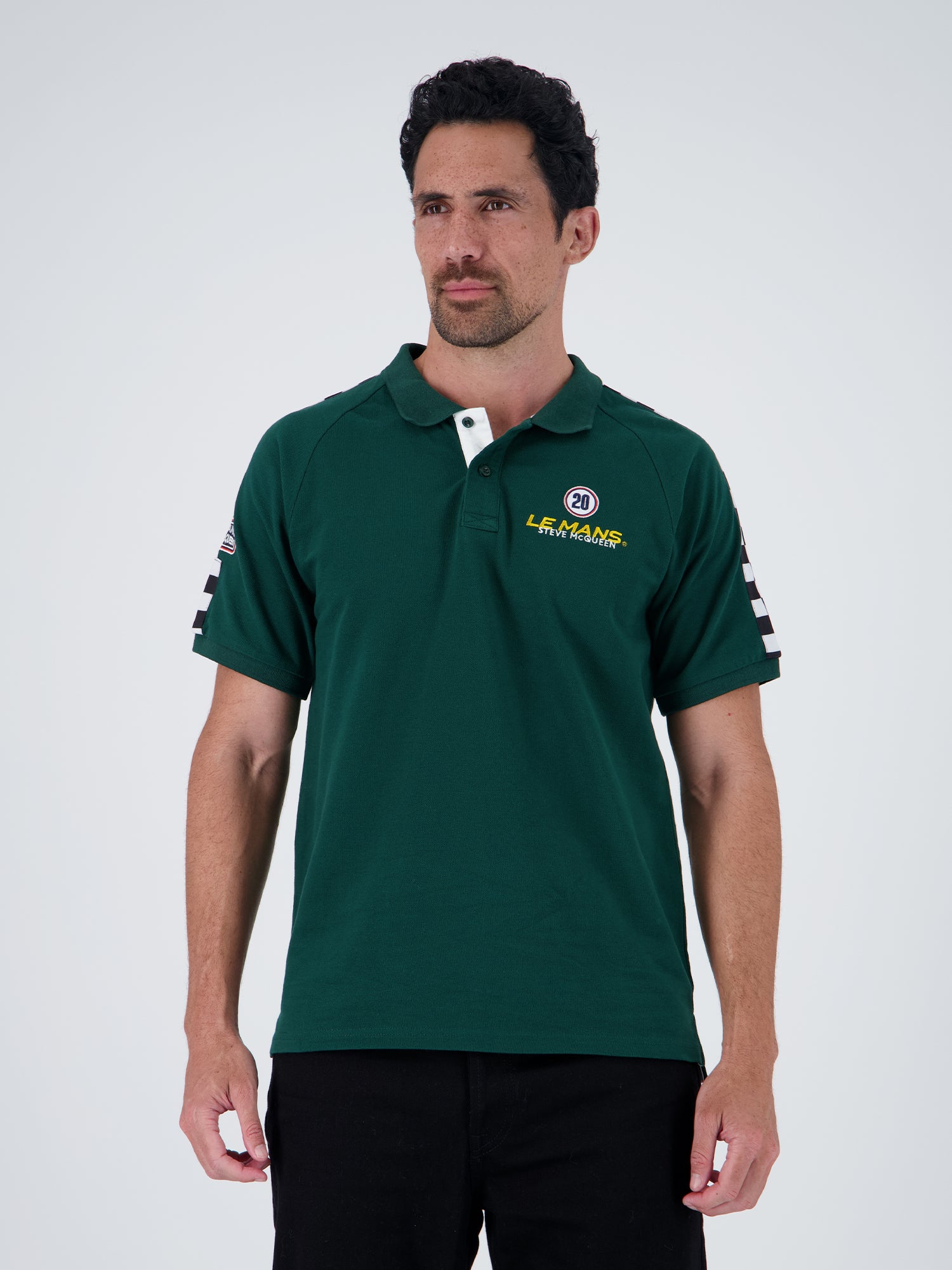 CHECKER POLO - FOREST GREEN