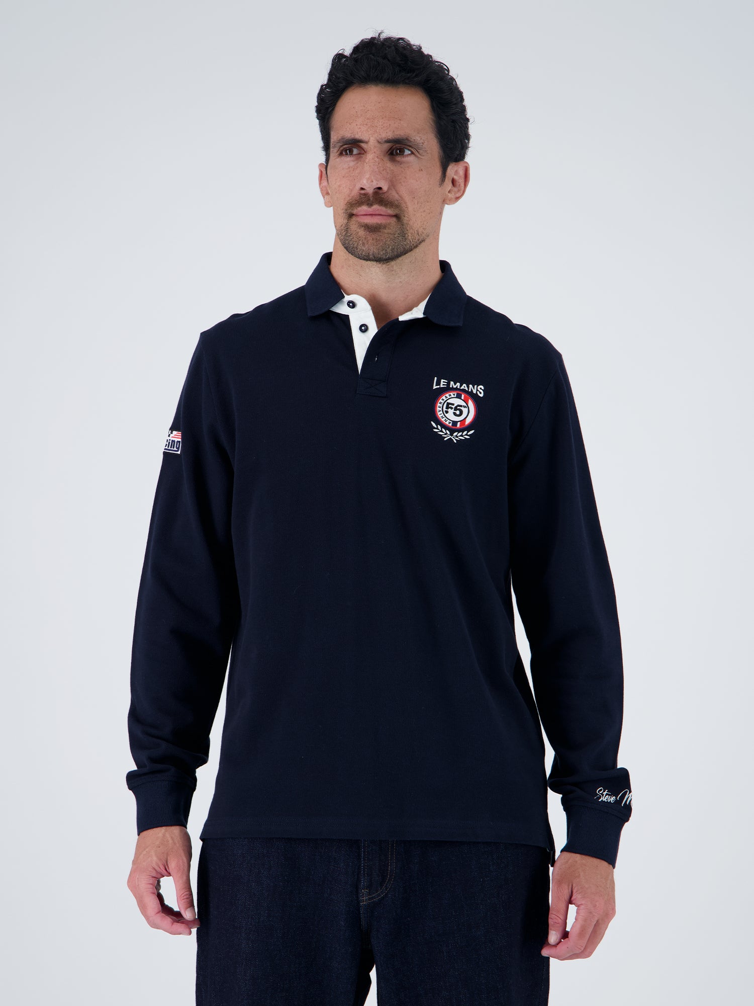 SIGNATURE LONG-SLEEVED POLO SHIRT - navy