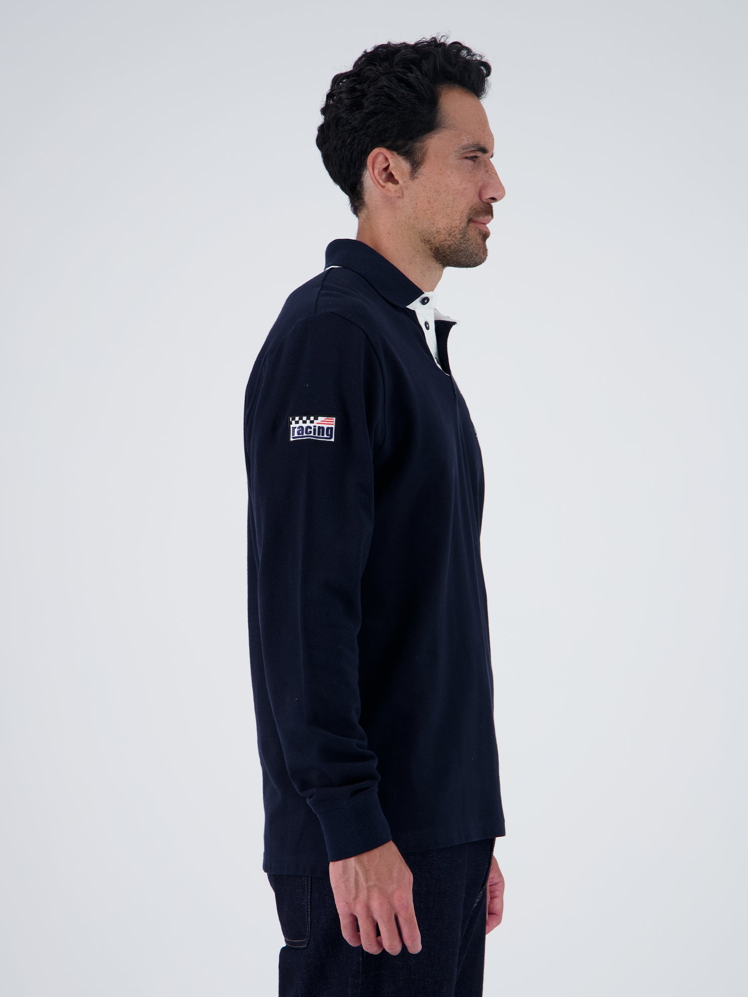 SIGNATURE LONG-SLEEVED POLO SHIRT - navy