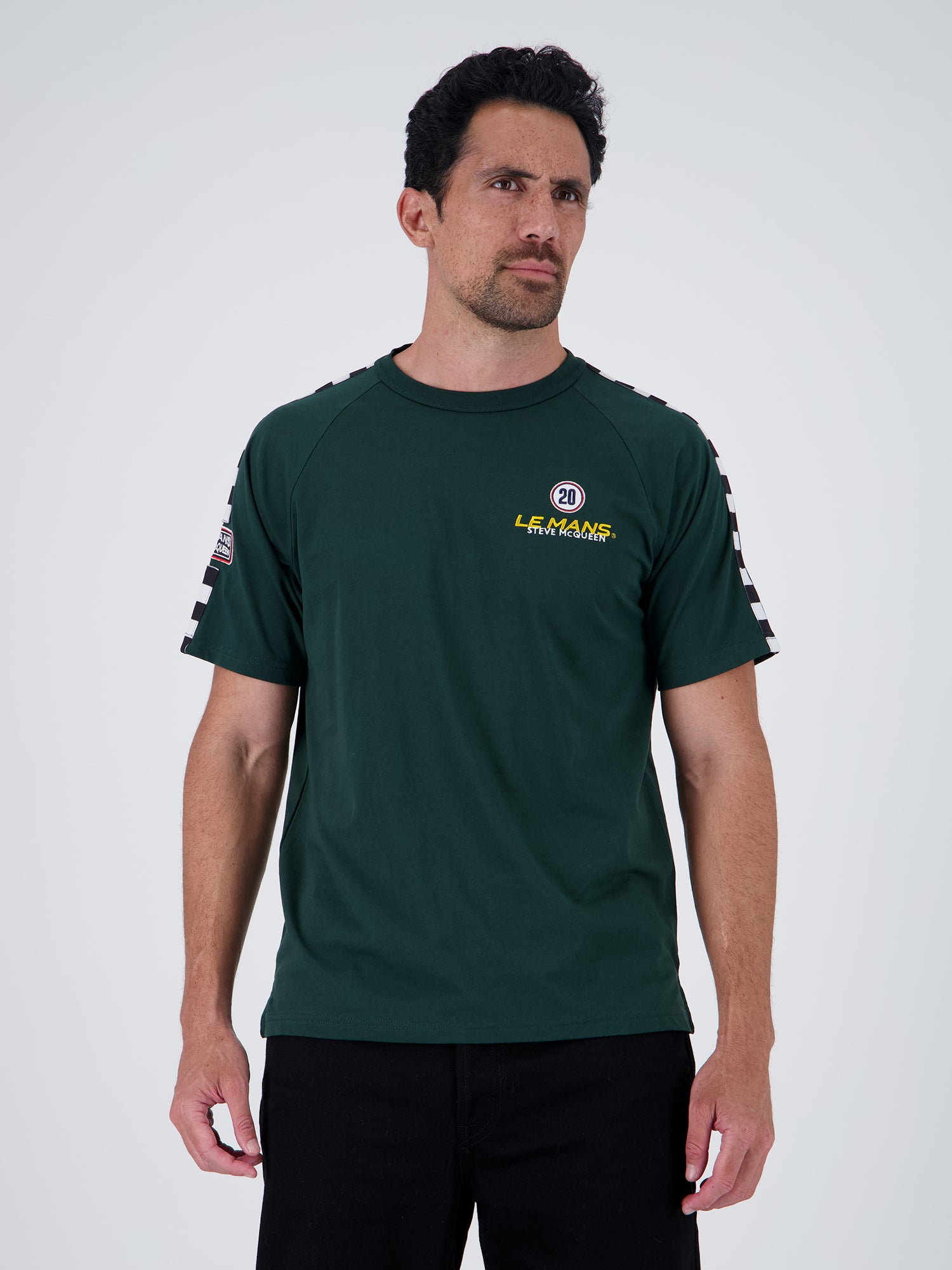 CHECKER TEE - FOREST GREEN