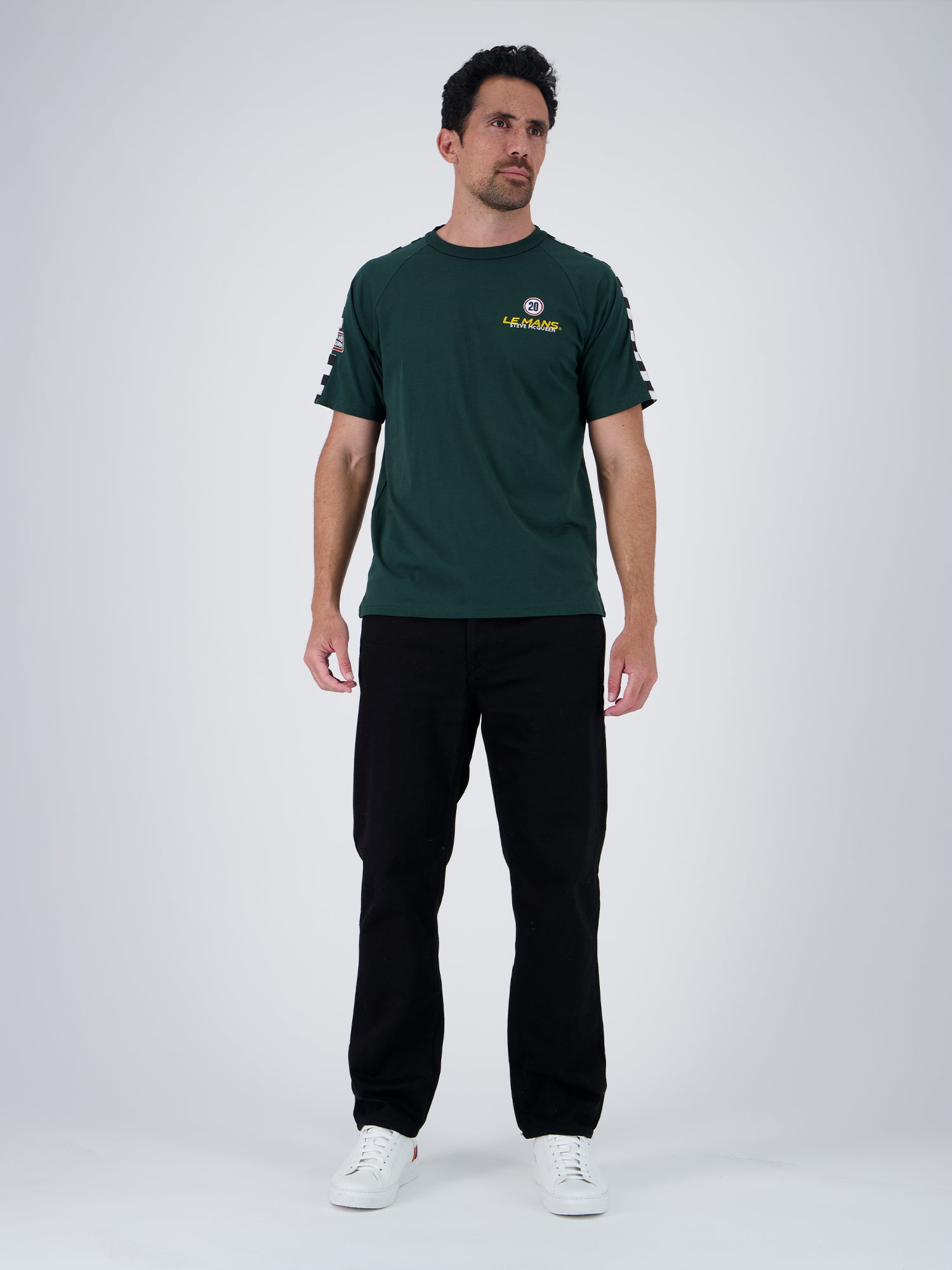 CHECKER TEE - FOREST GREEN