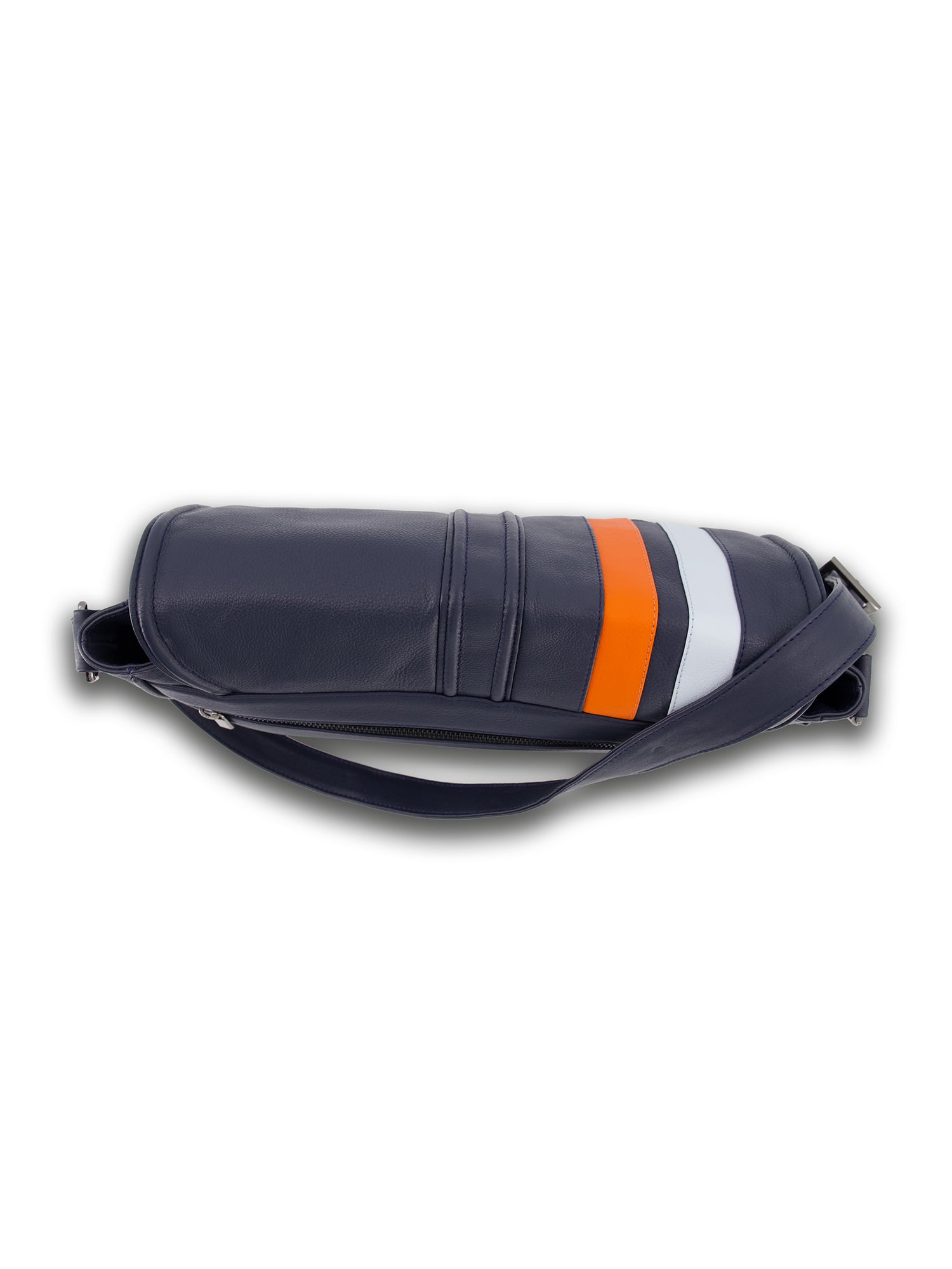 SILVERSTONE LEATHER MESSENGER BAG - NAVY