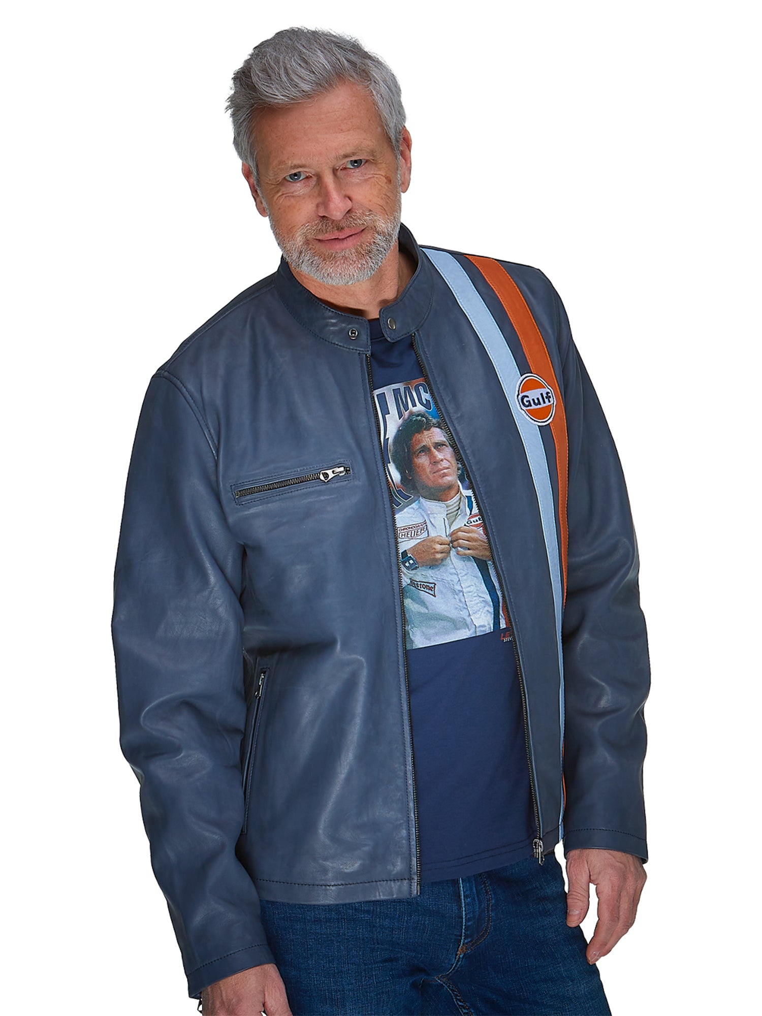 ROADMASTER LEATHER JACKET - NAVY
