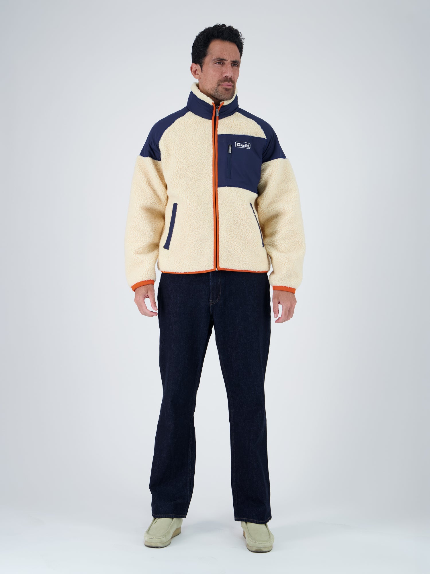VESTE SHERPA - ECRU/NAVY