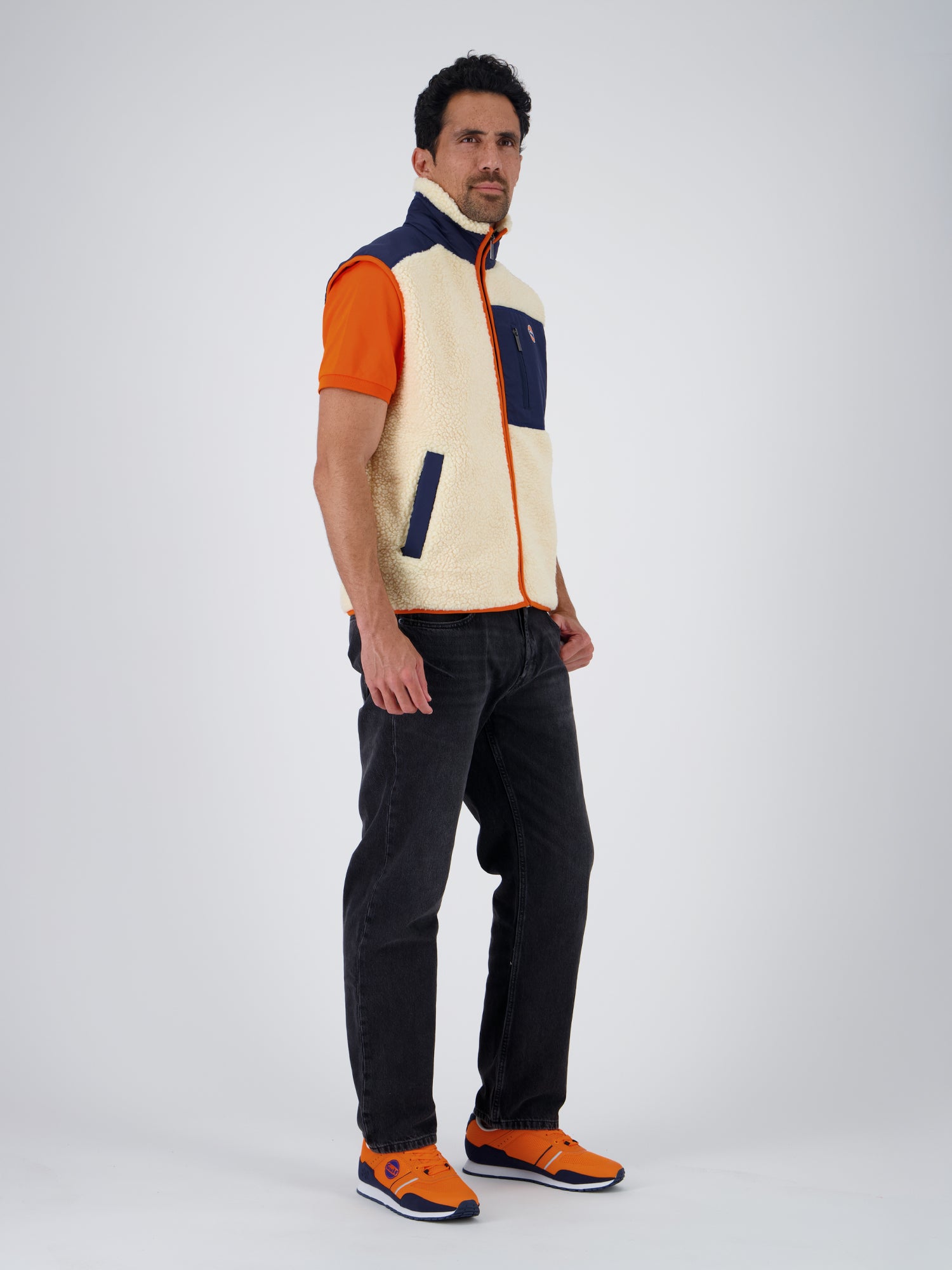 GILET SHERPA ECRU NAVY