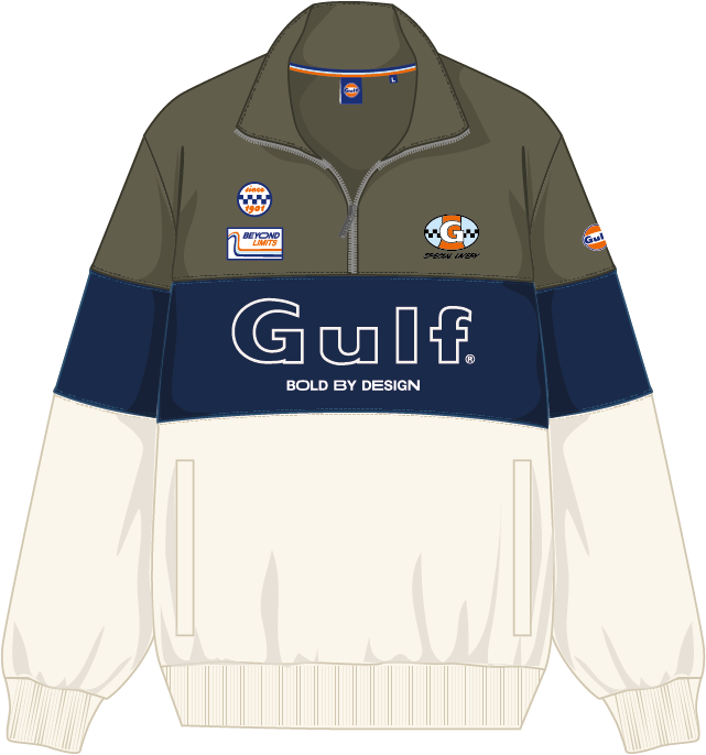 SWEAT DEMI ZIP BOLD SPECIAL - ecru navy olive