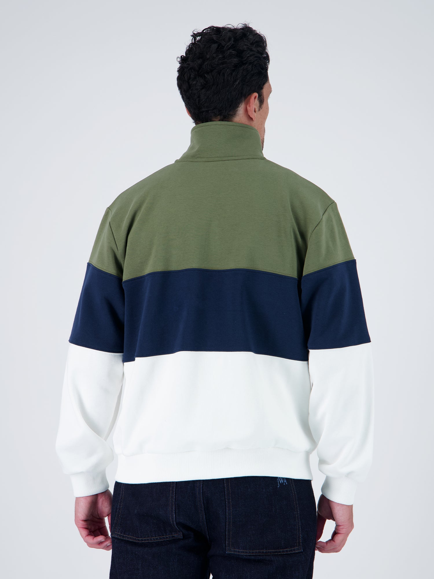 BOLD SPECIAL HALF-ZIP SWEATSHIRT - ecru navy olive