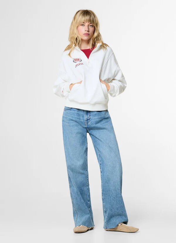 W BLOCK HALF ZIP - blanc