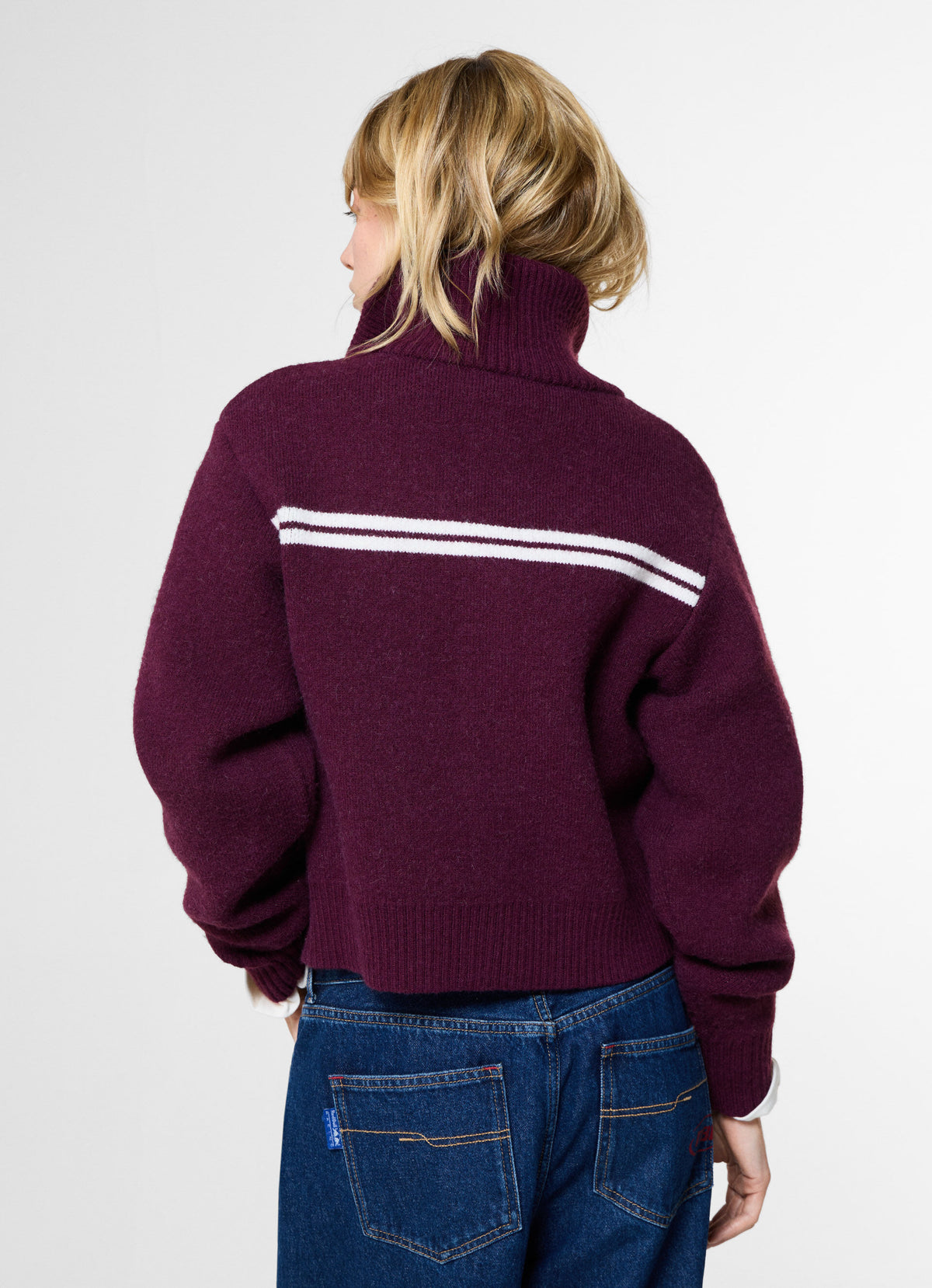 CARDIGAN ZIPPE FEMME - burgundy red