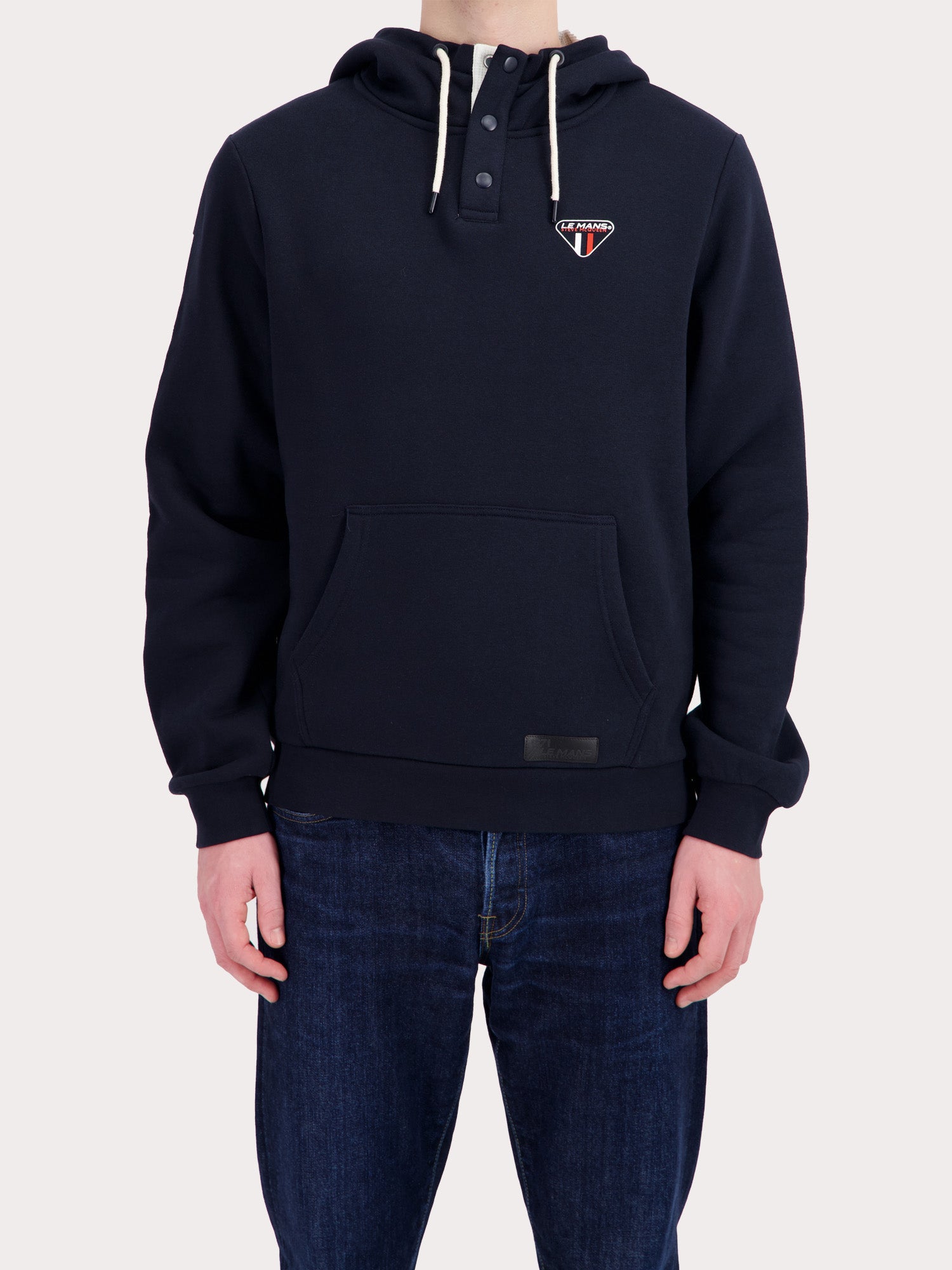 HOODIE CORPO BUTTONED COLLAR - NAVY