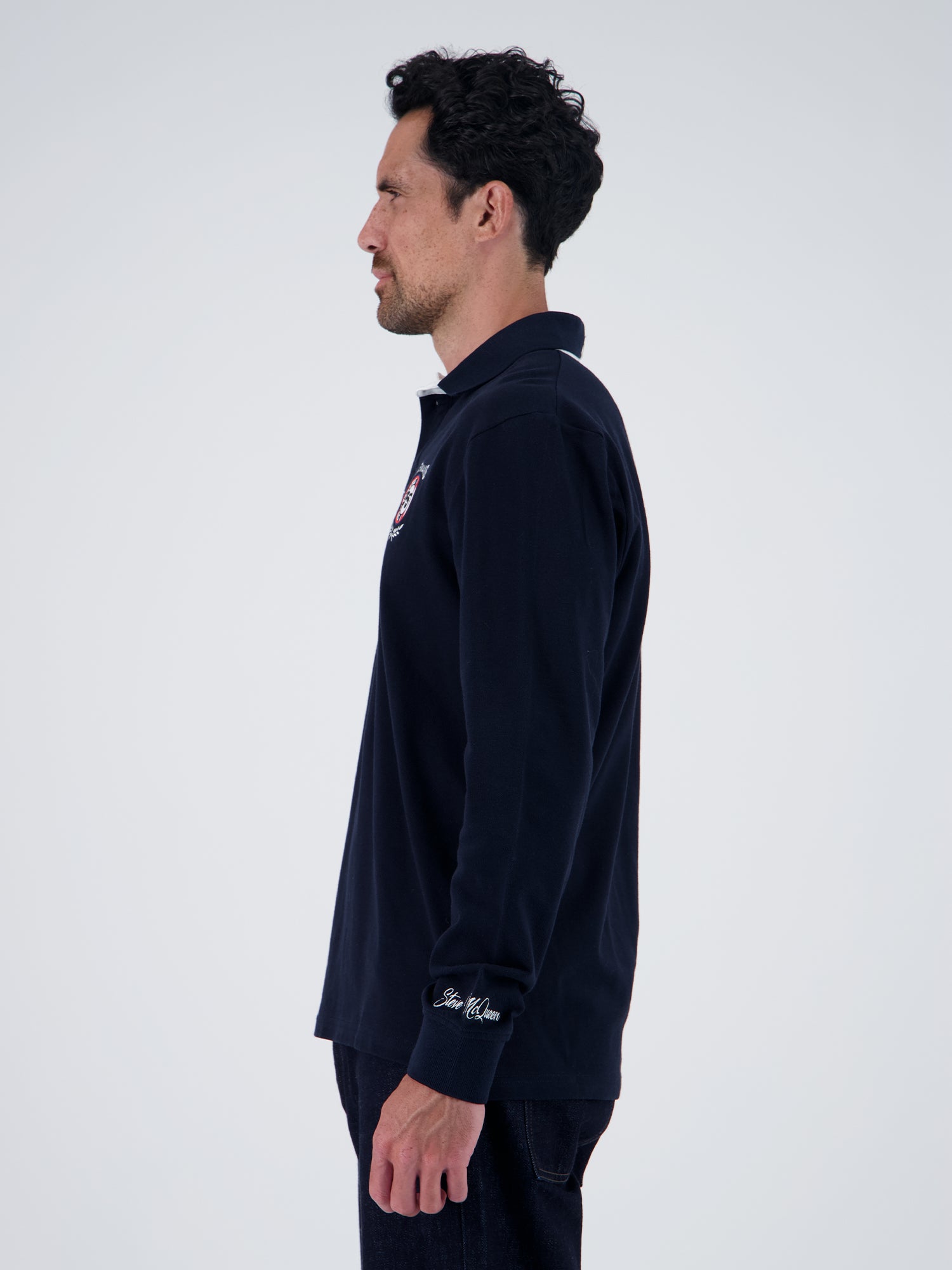 SIGNATURE LONG-SLEEVED POLO SHIRT - navy