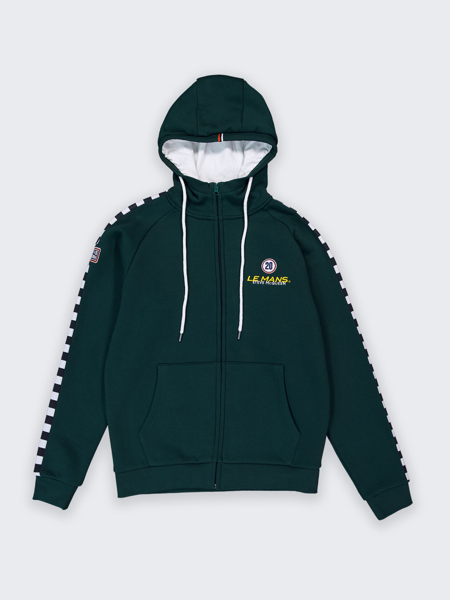 CHECKER PULL ZIP HODDIE - FOREST GREEN