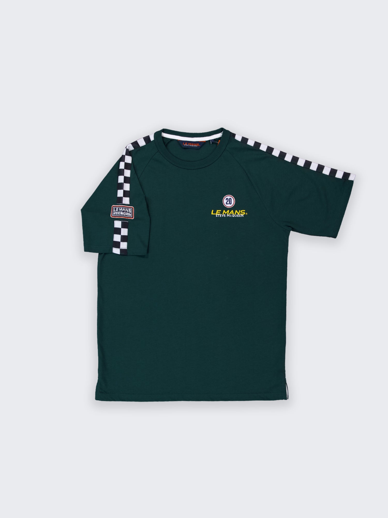 CHECKER TEE - FOREST GREEN