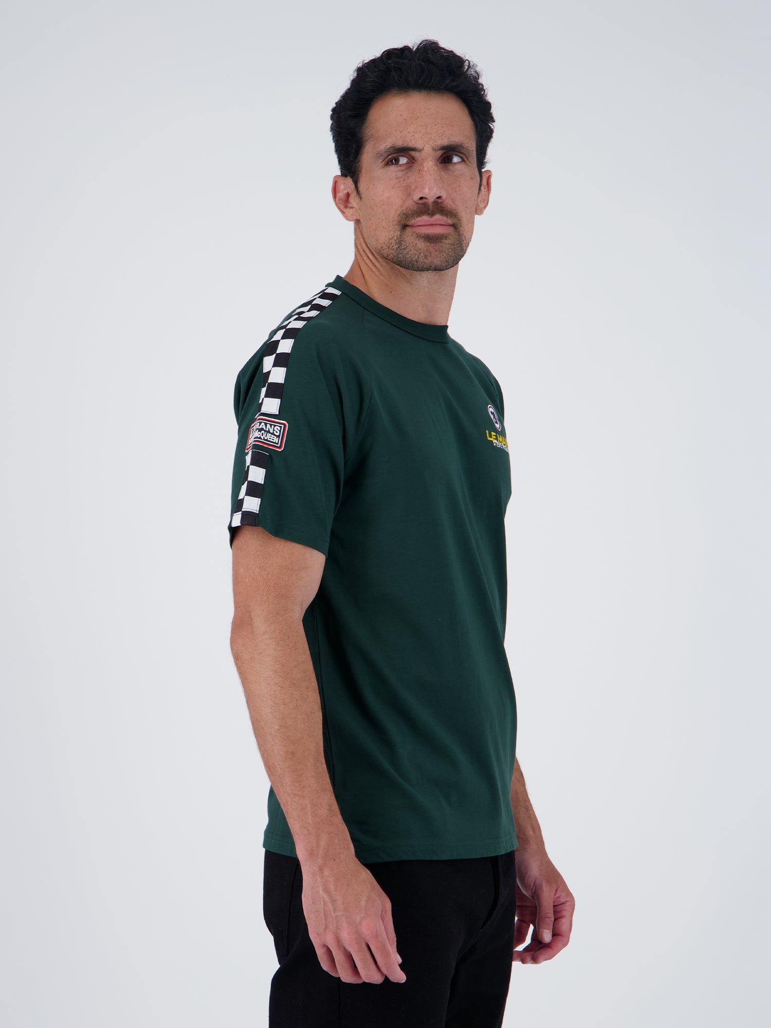 CHECKER TEE - FOREST GREEN